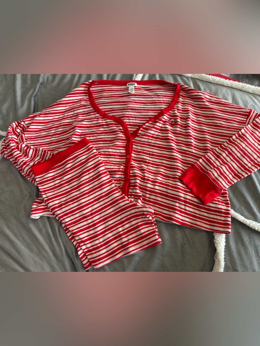 Waffle knit PINK sleep set